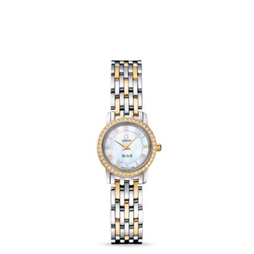 Omega De Ville Prestige Quartz 22 Stainless Steel / Yellow Gold / Diamond / MOP / Bracelet